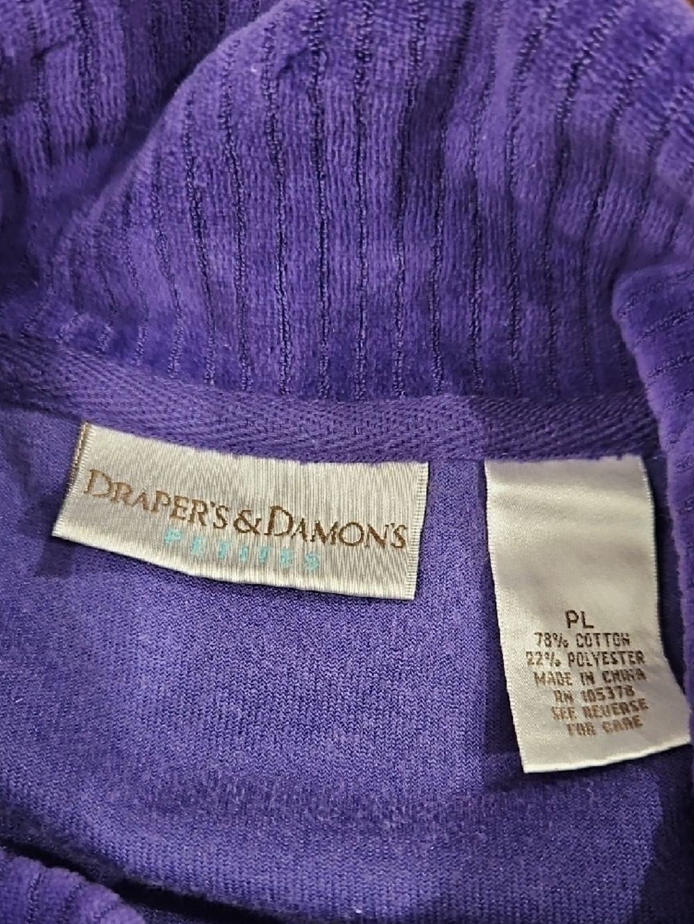 DRAPER'S & DAMON'S Blue Velour Zip-Front Women's Jacket. Size PL - Picture 3 of 3
